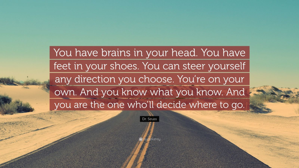 Quote You have brains in your head You have feet in your. - Dr Seuss